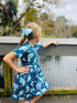 Bowtism Girls Manatee Adventure Twirl Dress With Matching Bow - Bowtism